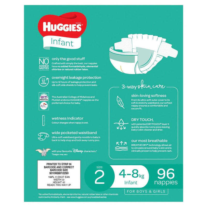 Huggies Ultimate Nappies Infant Jumbo 96 Pack - VITAL+ Pharmacy