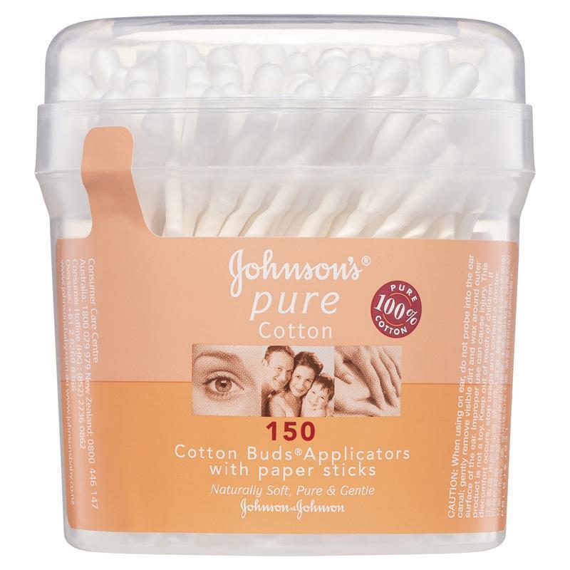 Johnson's Pure Cotton Bud Applicators With Paper Sticks 150 Pack - VITAL+ Pharmacy