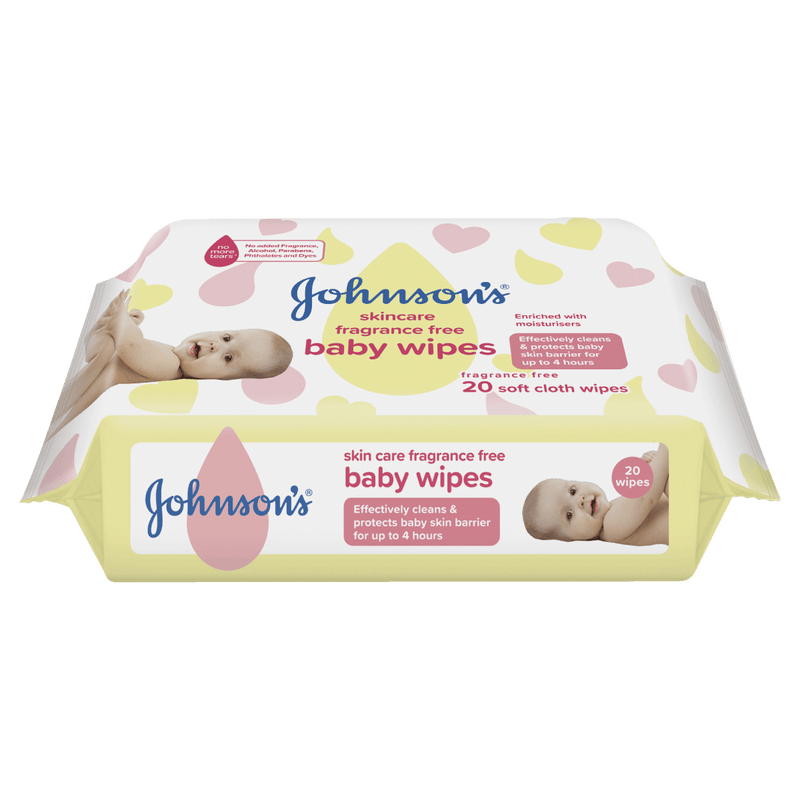 Johnson's Skincare Fragrance Free Baby Wipes 20 Pack - VITAL+ Pharmacy
