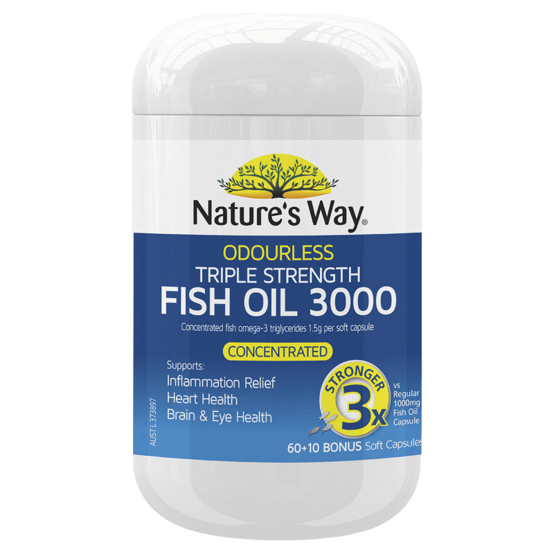 Nature's Way Odourless Triple Strength Fish Oil 3000 60 Capsules - VITAL+ Pharmacy