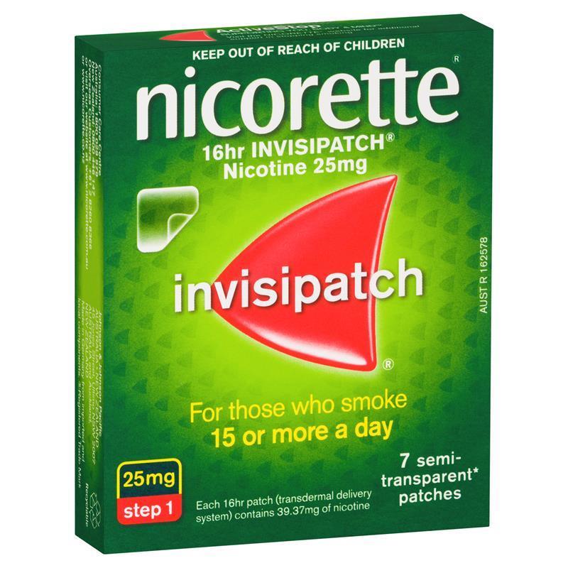 Nicorette Quit Smoking 16hr Invisipatch Step 1 25mg 7 Pack - VITAL+ Pharmacy