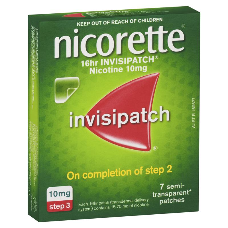 Nicorette Quit Smoking 16hr Invisipatch Step 3 10mg 7 Pack - VITAL+ Pharmacy