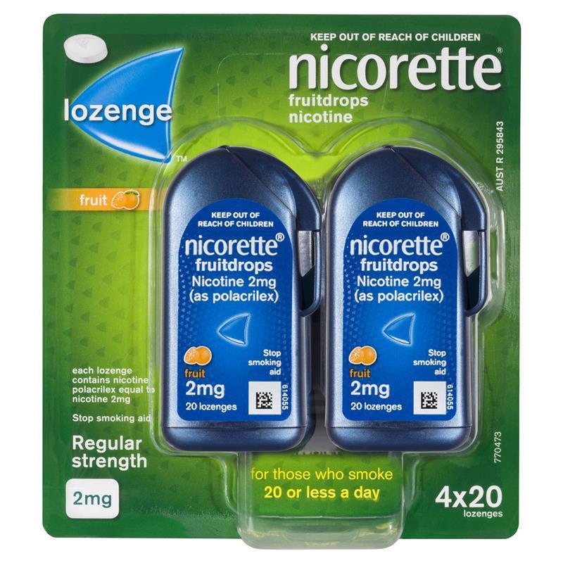 Nicorette Quit Smoking Cooldrops Lozenge 2mg Fresh Fruit 80 Pack - VITAL+ Pharmacy