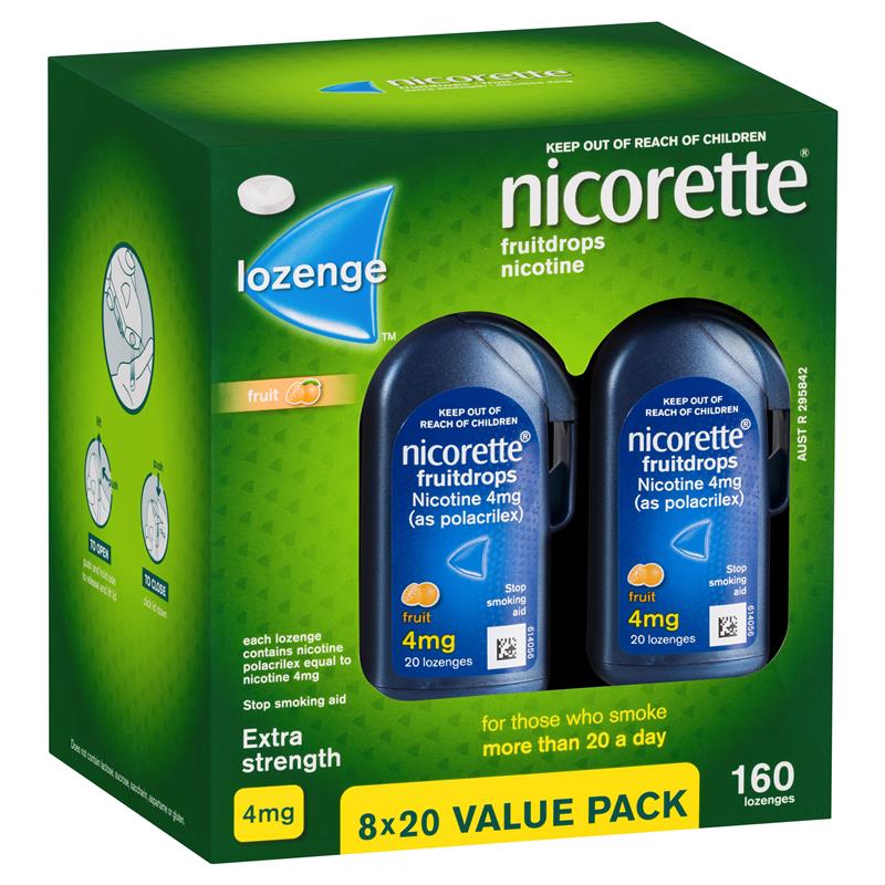 Nicorette Quit Smoking Cooldrops Lozenge 4mg Fresh Fruit 160 Value Pack - VITAL+ Pharmacy
