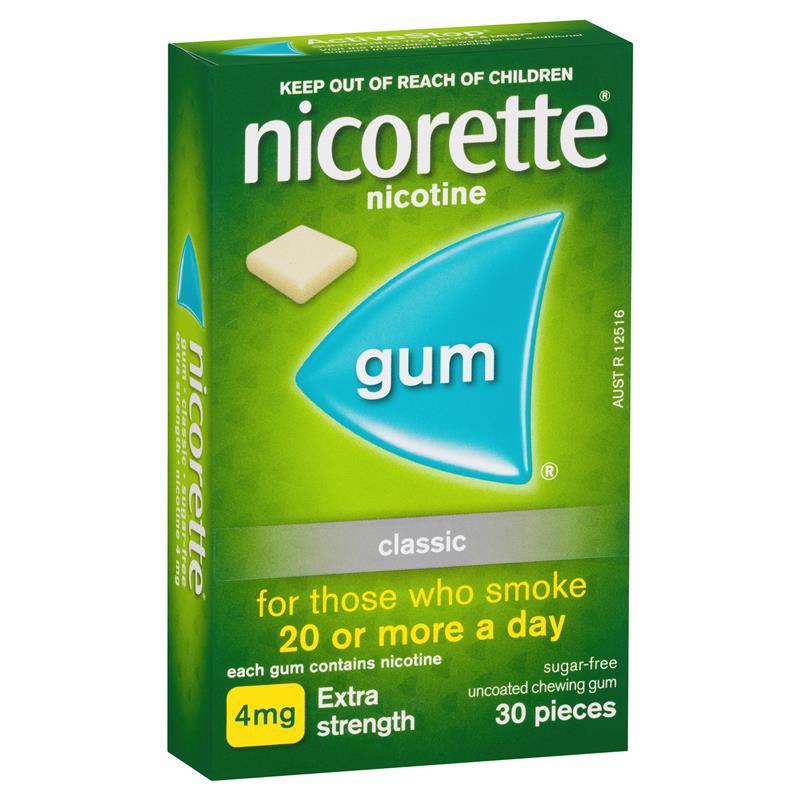 Nicorette Quit Smoking Extra Strength Nicotine Gum Classic 4mg 30 Pack - VITAL+ Pharmacy