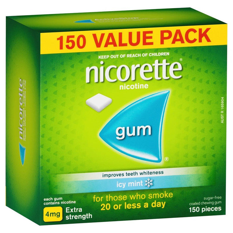 Nicorette Quit Smoking Extra Strength Nicotine Gum Icy Mint 4mg 150 Value Pack - VITAL+ Pharmacy
