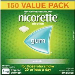 Nicorette Quit Smoking Nicotine Gum Classic 2mg 150Pack - VITAL+ Pharmacy