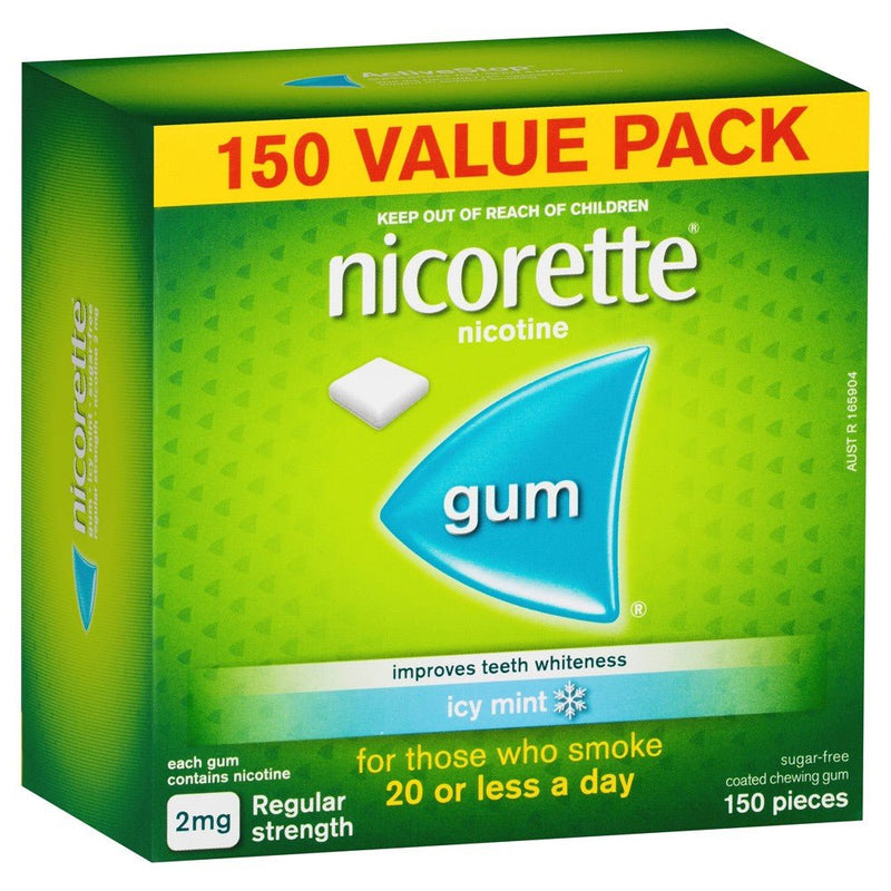Nicorette Quit Smoking Nicotine Gum Icy Mint 2mg 150 Value Pack - VITAL+ Pharmacy