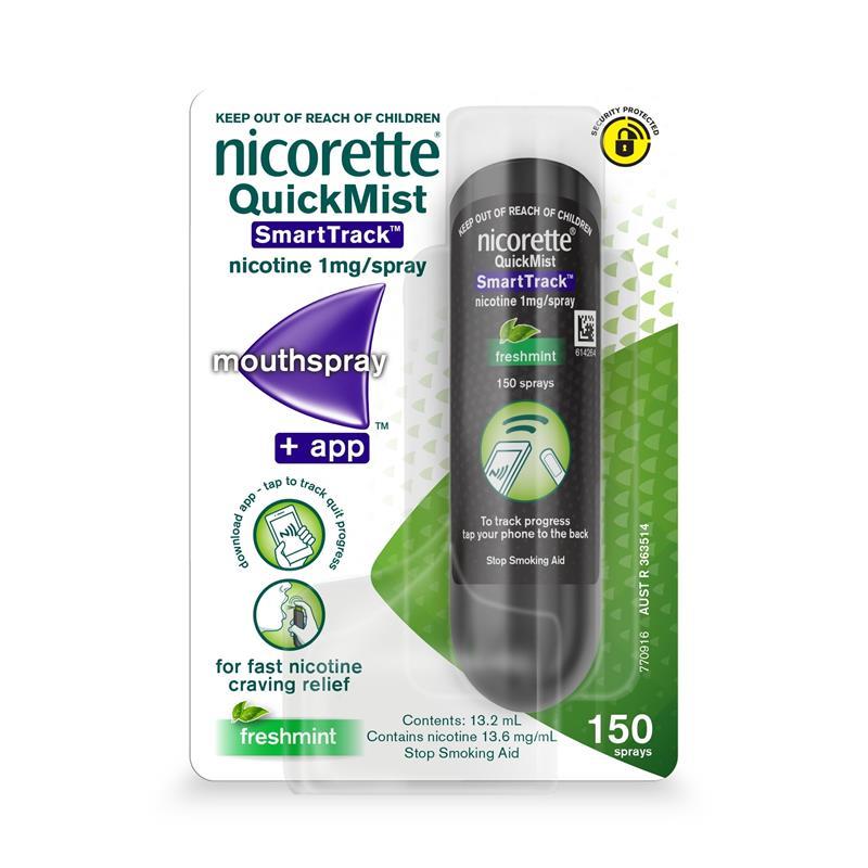 Nicorette Quit Smoking QuickMist SmartTrack Nicotine Mouth Spray Freshmint 150 Pack - VITAL+ Pharmacy