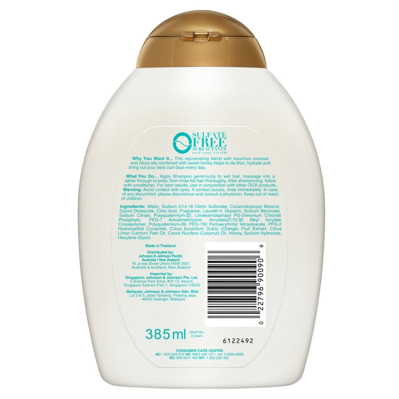 OGX Quenching + Coconut Curls Shampoo For Curly Hair 385mL - VITAL+ Pharmacy