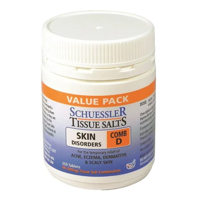 Schuessler Tissue Salts Skin Disorders Comb D 250 Tablets - VITAL+ Pharmacy