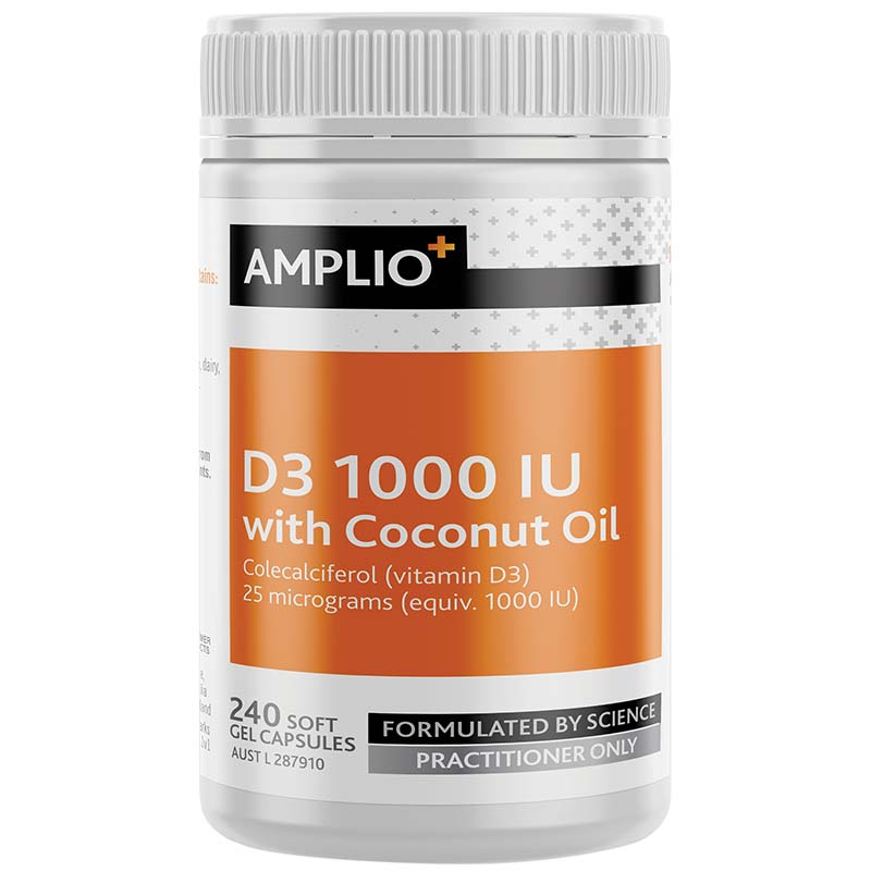 Amplio D3 1000 IU with Coconut Oil 240 Soft Gel Capsules - Vital Pharmacy Supplies