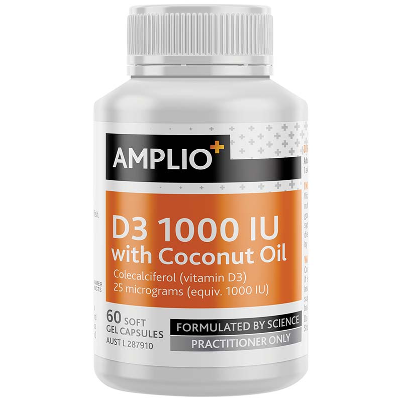 Amplio D3 1000 IU with Coconut Oil 60 Soft Gel Capsules - Vital Pharmacy Supplies