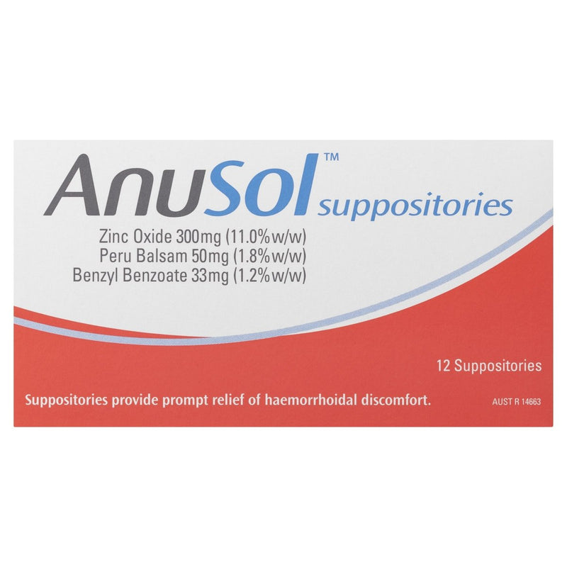 Anusol Suppositories 12 Pack - Vital Pharmacy Supplies