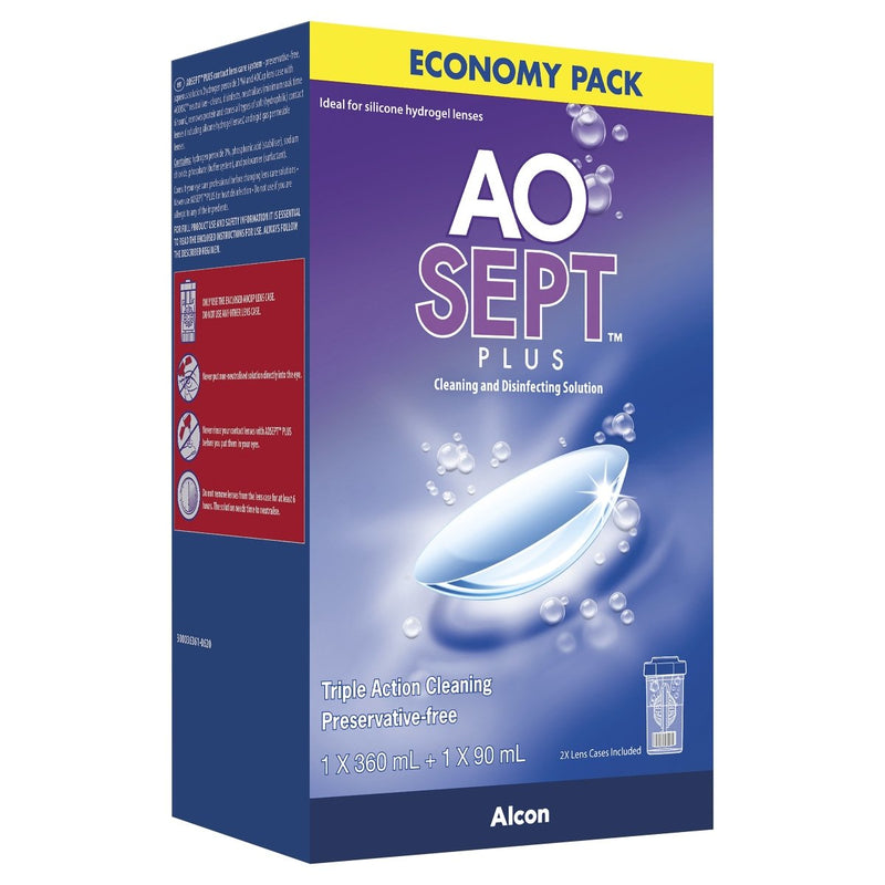 Aosept Plus Economy Pack 360mL and 90mL - Vital Pharmacy Supplies