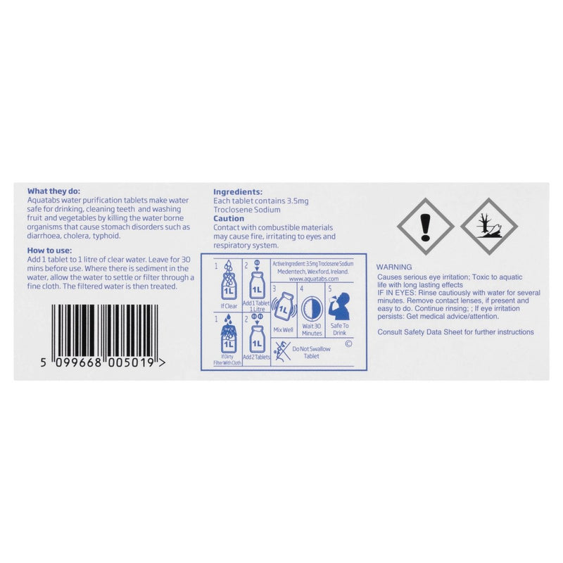 Aquatabs Water Purification Tablets 50 Pack - Vital Pharmacy Supplies