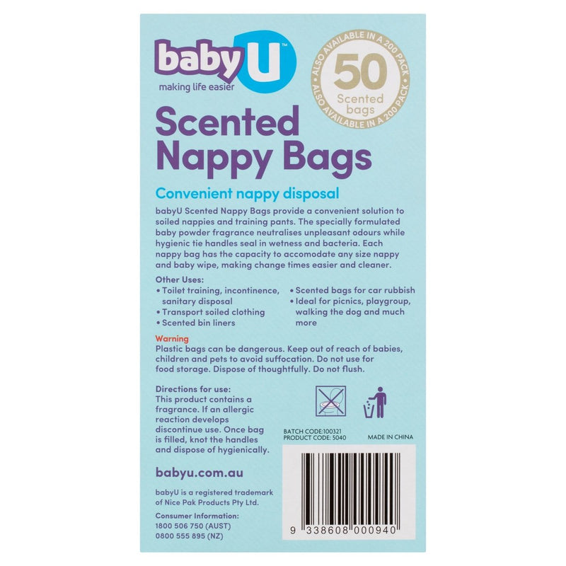 BabyU Scented Nappy Bags 50 Pack - Vital Pharmacy Supplies