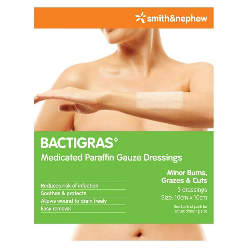 Bactigras 10cm x 10cm 3Pack - Vital Pharmacy Supplies