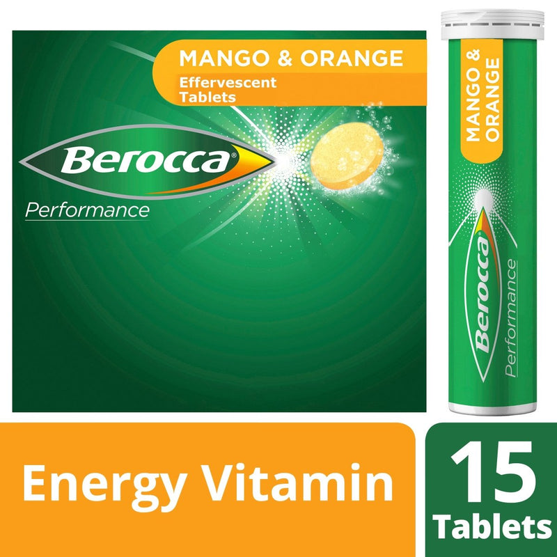 Berocca Energy Mango & Orange Effervescent 15 Tablets - Vital Pharmacy Supplies