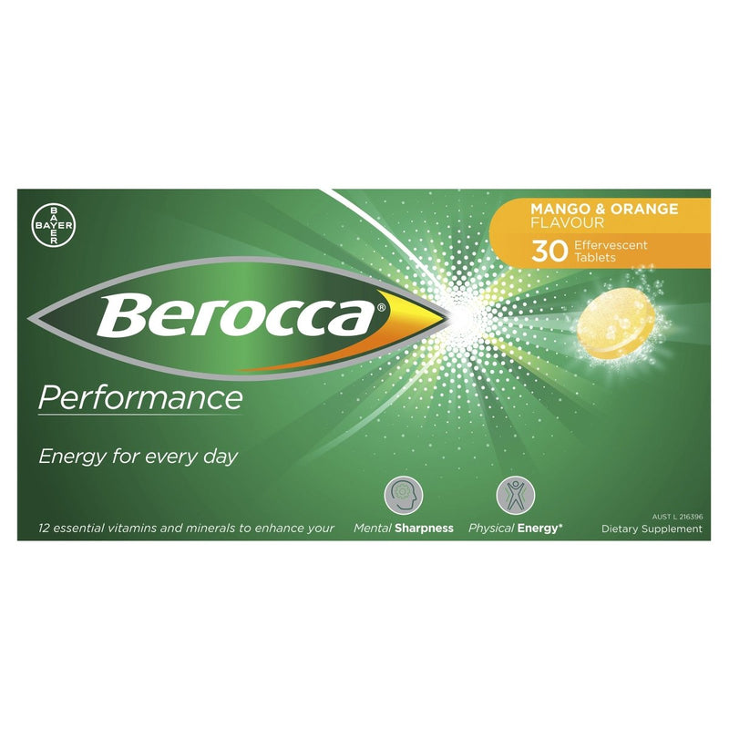Berocca Energy Mango & Orange Effervescent 30 Tablets - Vital Pharmacy Supplies