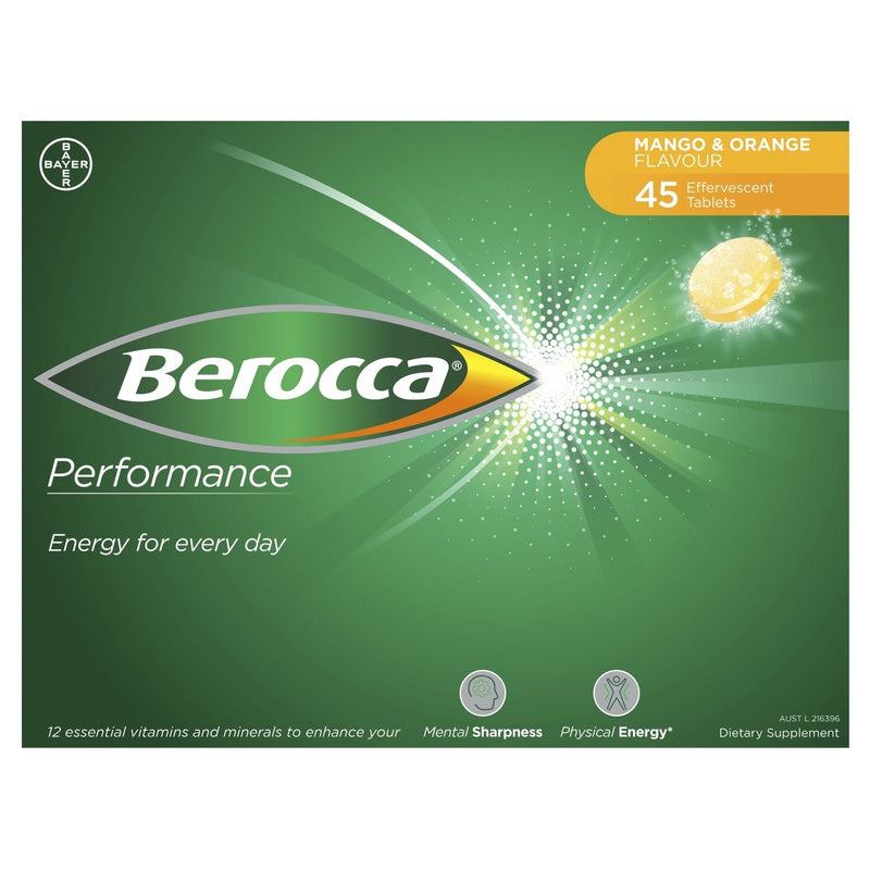 Berocca Energy Mango & Orange Effervescent 45 Tablets - Vital Pharmacy Supplies