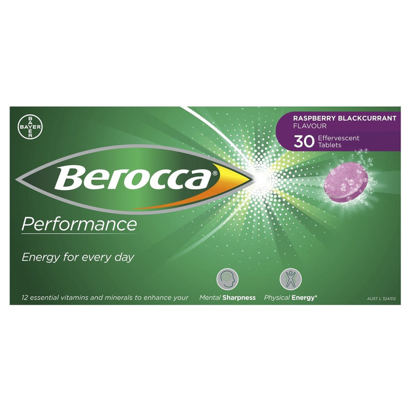 Berocca Energy Raspberry Blackcurrant Effervescent 30 Tablets - Vital Pharmacy Supplies