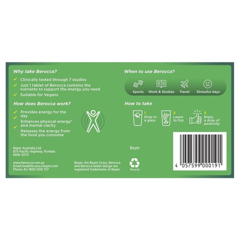 Berocca Energy Raspberry Blackcurrant Effervescent 30 Tablets - Vital Pharmacy Supplies