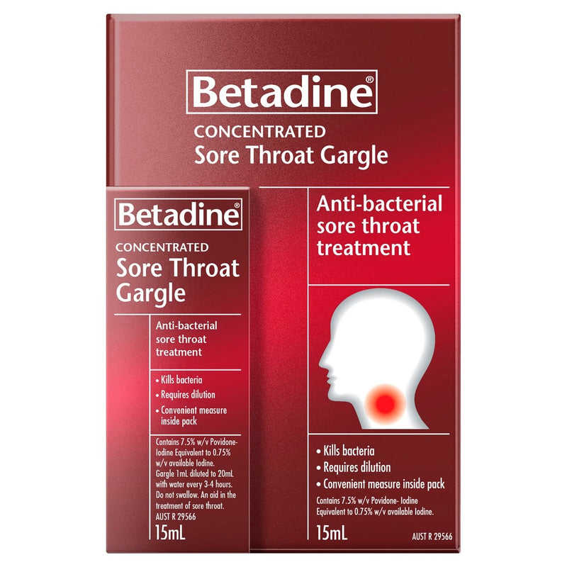 Betadine Sore Throat Gargle Concentrated 15mL - Vital Pharmacy Supplies
