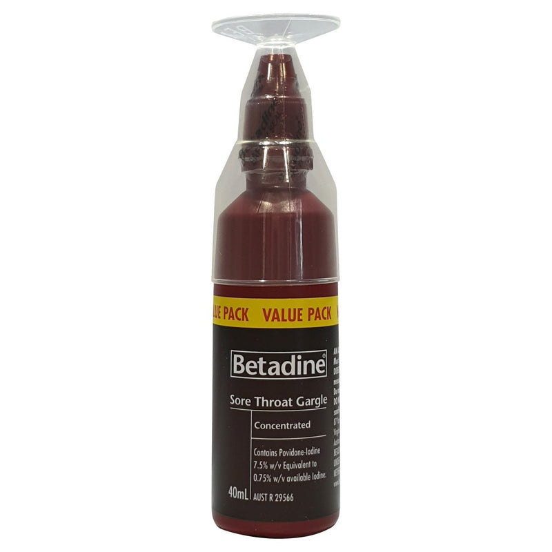 Betadine Sore Throat Gargle Concentrated 40mL - Vital Pharmacy Supplies