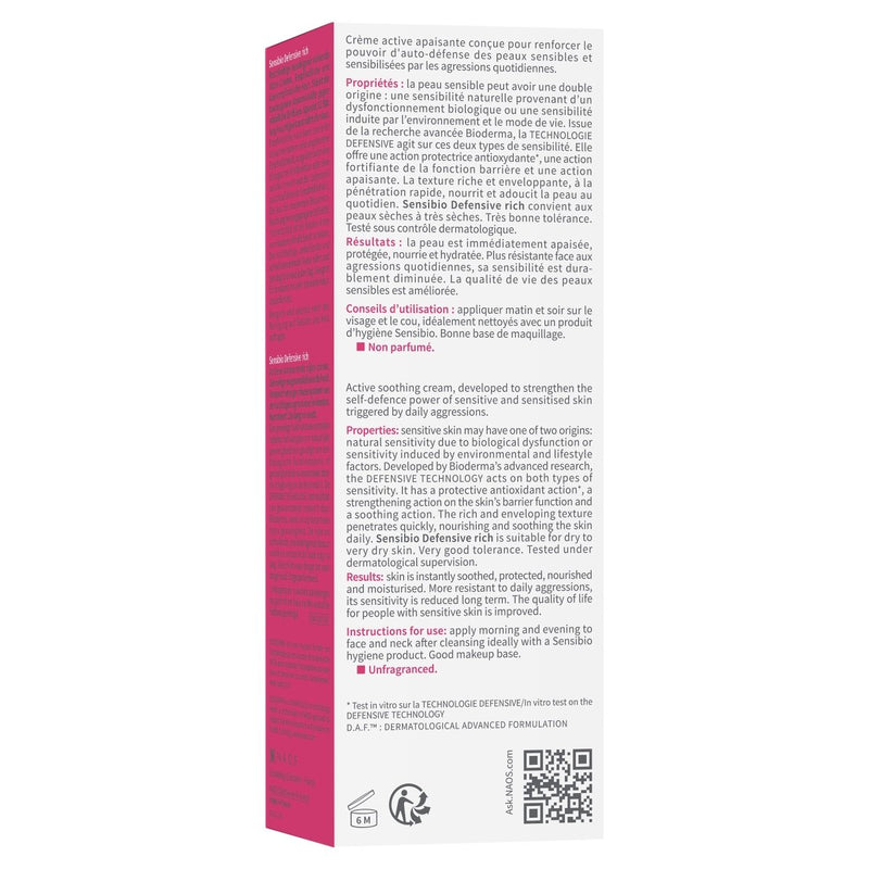 Bioderma Sensibio Defensive Rich Active Soothing Cream 40mL - Vital Pharmacy Supplies