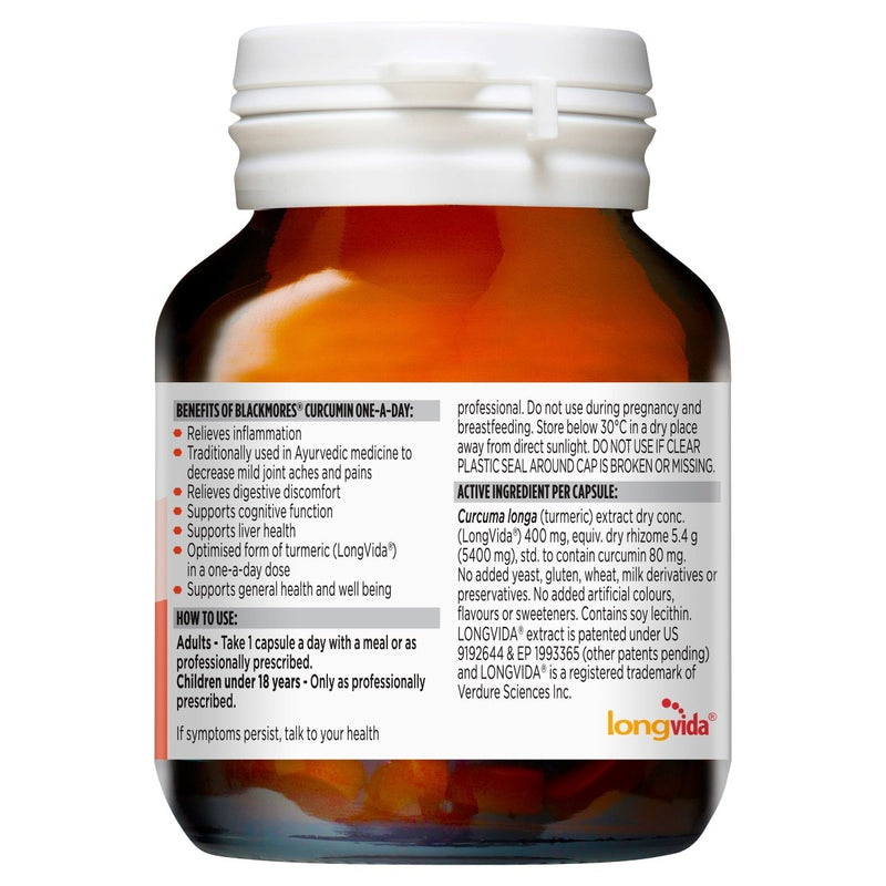 Blackmores Curcumin One-A-Day 30 Capsules - Vital Pharmacy Supplies