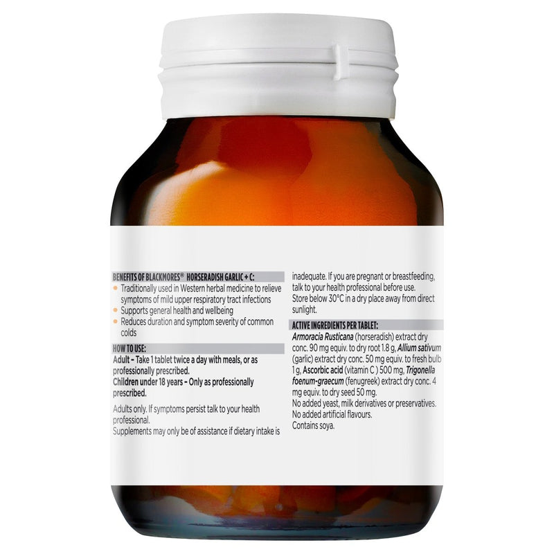 Blackmores Horseradish Garlic + C 50 Tablets - Vital Pharmacy Supplies