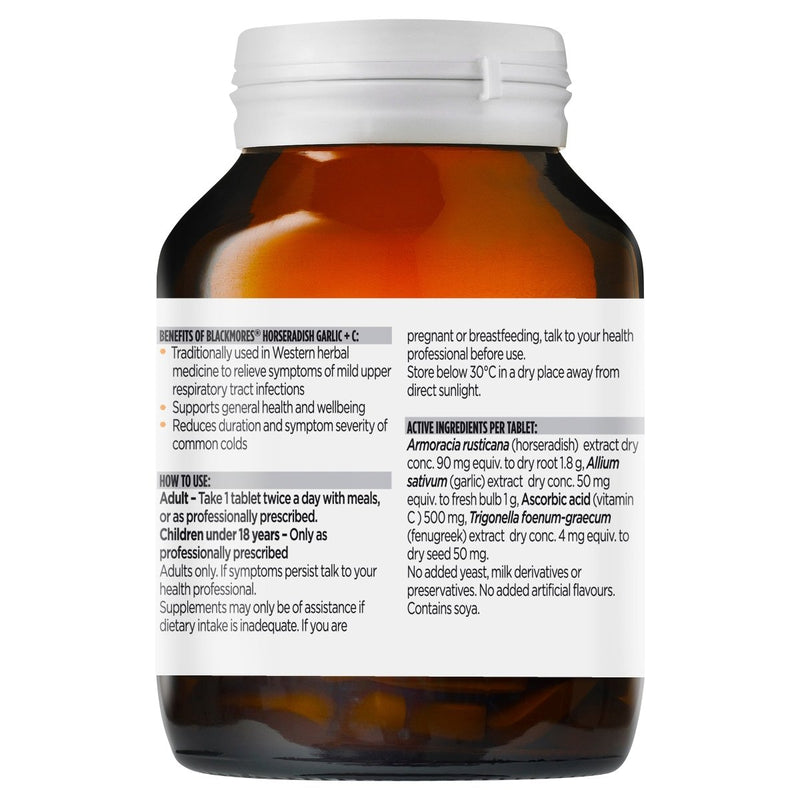Blackmores Horseradish Garlic + C 90 Tablets - Vital Pharmacy Supplies