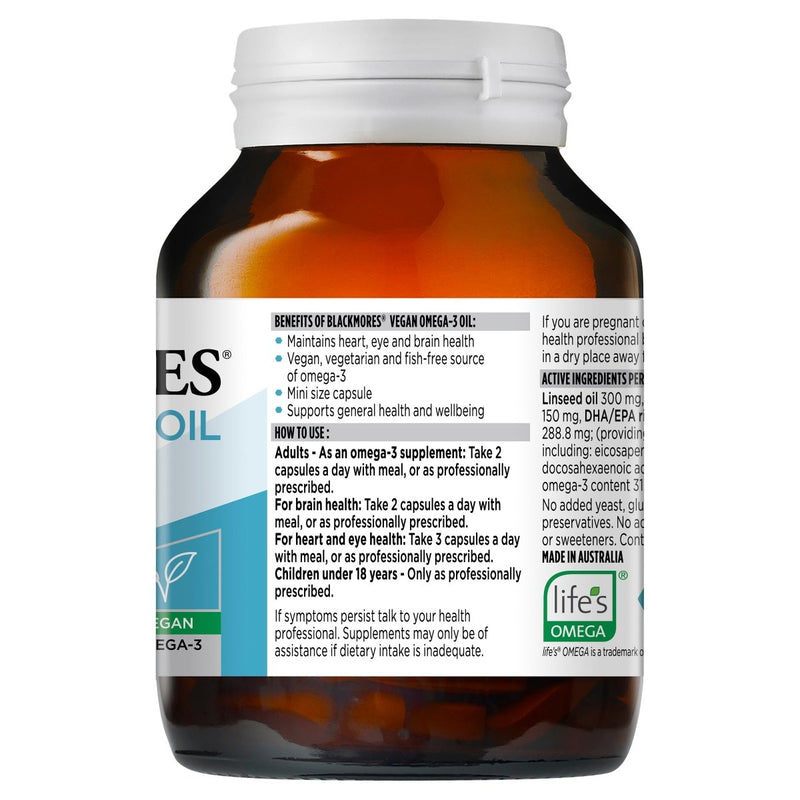Blackmores Vegan Omega-3 Oil 120 Capsules - Vital Pharmacy Supplies