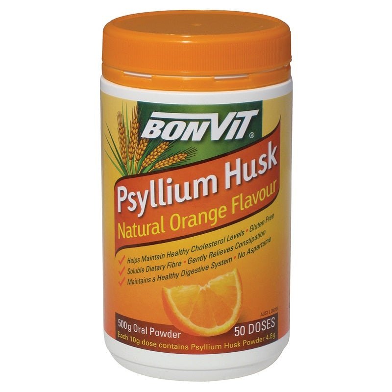 Bonvit Psyllium Husk Natural Orange Flavour 500g - Vital Pharmacy Supplies