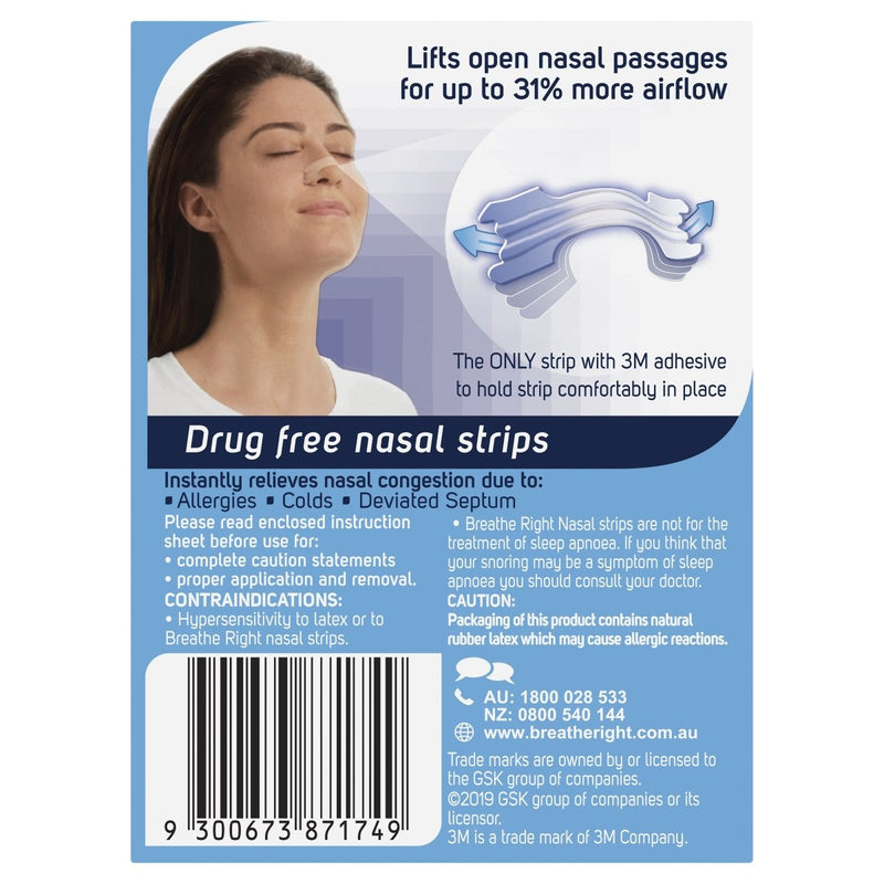 Breathe Right Clear Large Nasal Strips 30 Strips - Vital Pharmacy Supplies