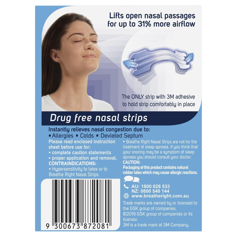 Breathe Right Clear Small/Medium Nasal Strips 10 Strips - Vital Pharmacy Supplies