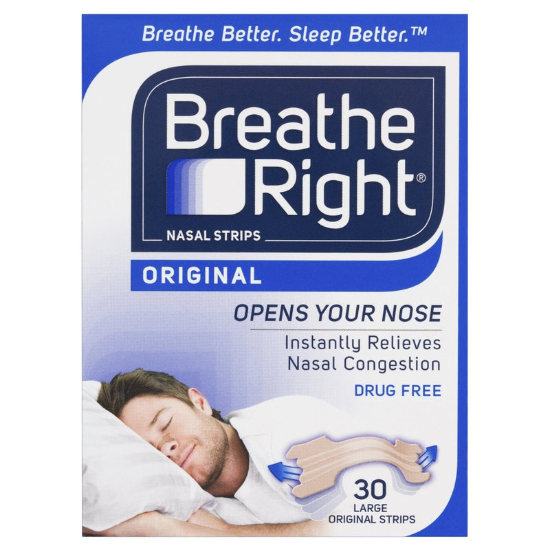 Breathe Right Original Nasal Congestion Stop Snoring Strips Large 30 Strips - Vital Pharmacy Supplies