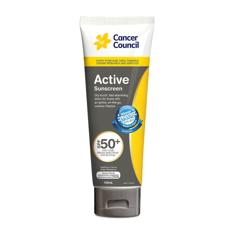 Cancer Council Active Sunscreen SPF50+ 110mL - Vital Pharmacy Supplies