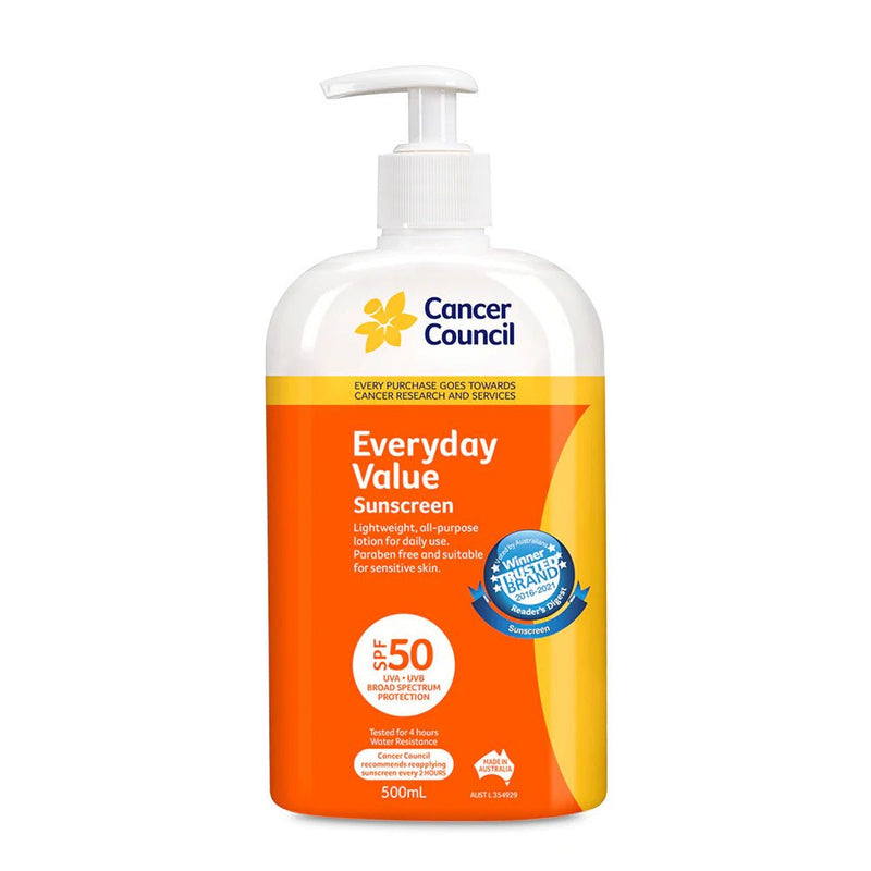 Cancer Council Everyday Value Sunscreen SPF50 500mL - Vital Pharmacy Supplies