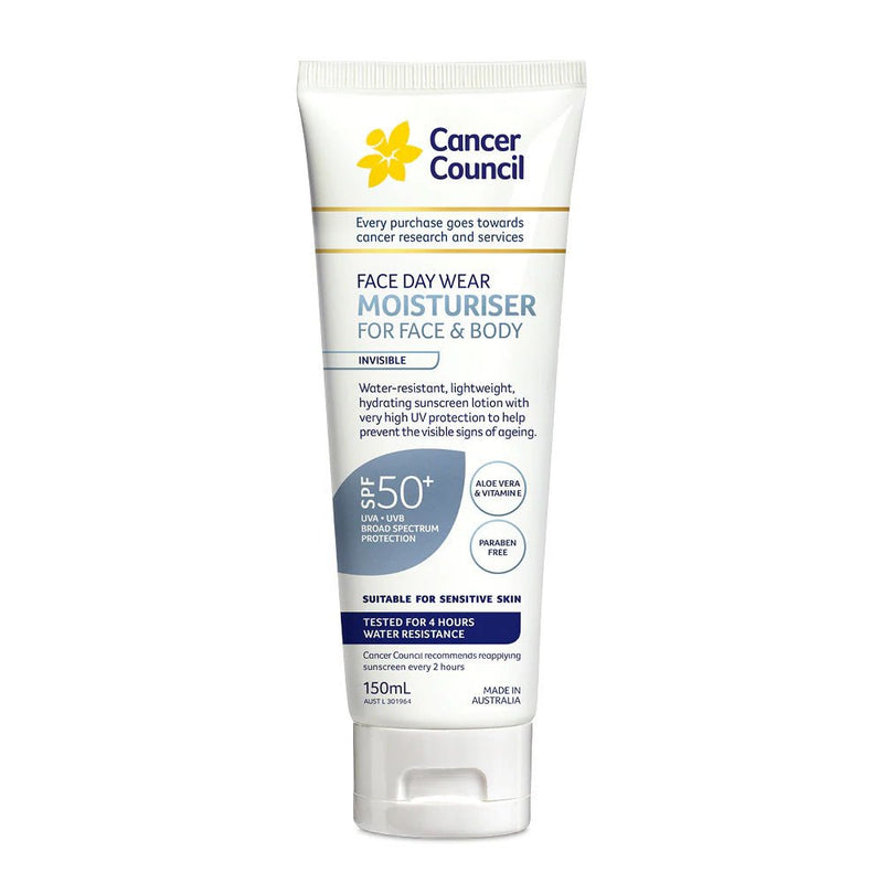Cancer Council Face Daywear Moisturiser Water Resistant SPF50+ 150mL - Vital Pharmacy Supplies