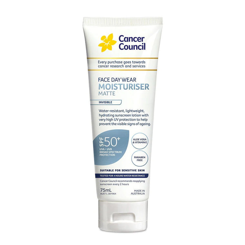 Cancer Council Face Daywear Moisturiser Water Resistant SPF50+ 75mL - Vital Pharmacy Supplies
