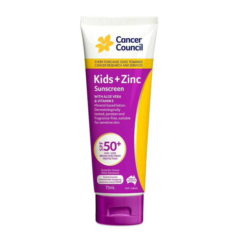 Cancer Council Kids + Zinc Sunscreen SPF50+ 75mL - Vital Pharmacy Supplies