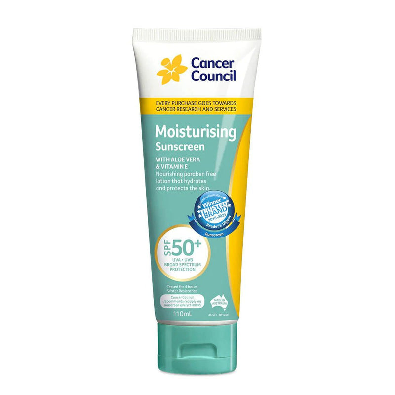 Cancer Council Moisturising Sunscreen SPF50+ 110mL - Vital Pharmacy Supplies