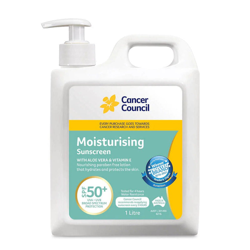 Cancer Council Moisturising Sunscreen SPF50+ 1L - Vital Pharmacy Supplies