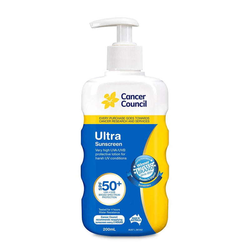 Cancer Council Ultra Sunscreen Pump SPF50+ 200mL - Vital Pharmacy Supplies