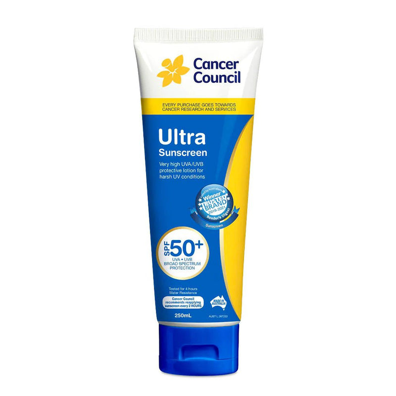 Cancer Council Ultra Sunscreen SPF50+ 250mL - Vital Pharmacy Supplies