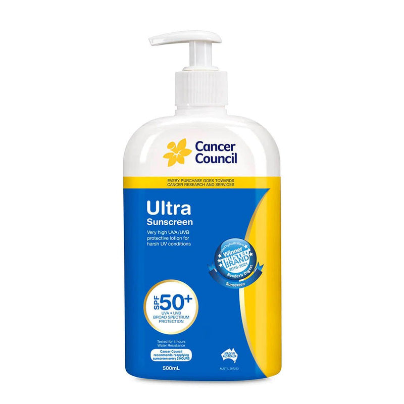 Cancer Council Ultra Sunscreen SPF50+ 500mL - Vital Pharmacy Supplies