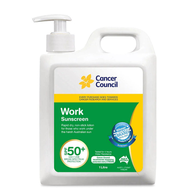 Cancer Council Work Sunscreen SPF50+ 1L - Vital Pharmacy Supplies