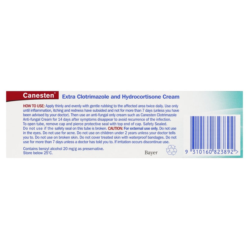 Canesten Extra Anti-fungal and Anti-Inflammatory Cream 30g (S3) - Vital Pharmacy Supplies